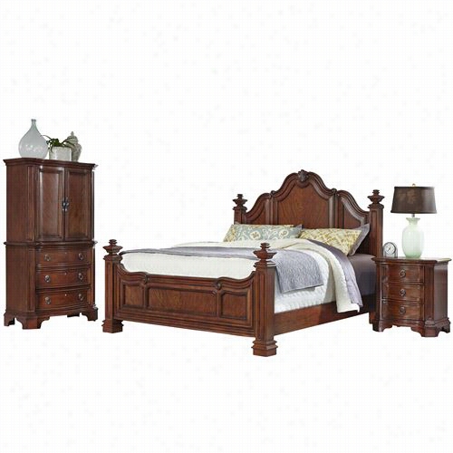 Home Styles 5575-6026 Santiago Sovereign Bed, Night Stand Aand Door Chest In Cognac