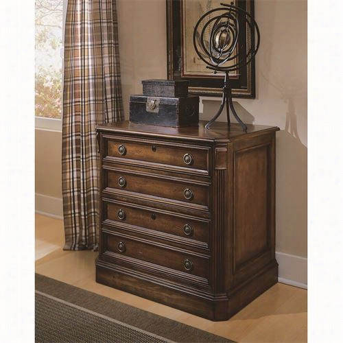 Hooker Furnituer281-10-466 Brookhaveen Lateral File And Bookcase In Medium Wood With Hutch