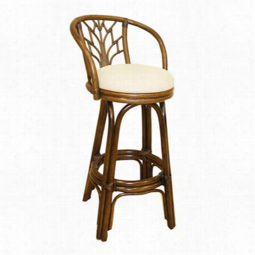 Hospitality Rwttan 806-6094-atq-b Valencia Indoor Swviel Rattan/wicker 30"" Bar Stool In Antique With Cushion