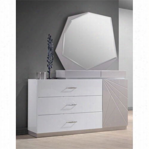 J&m Furniture 17852-dm Florence Dresser And Mirror In White And Taupe