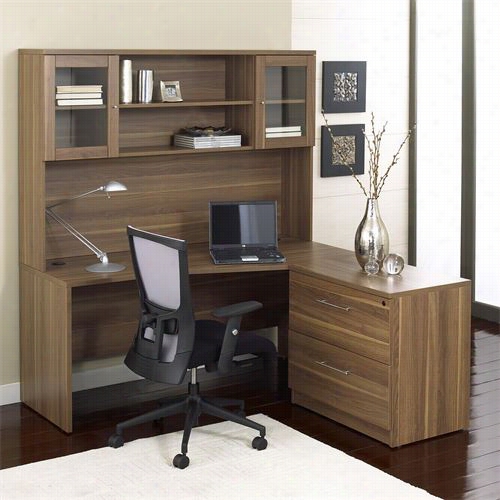 Jesper Office  1632432r-132202-h6343-a183 10 0 Series Pro X Combo 4 L-shaped Desk With Hutch And Fille Cabinet