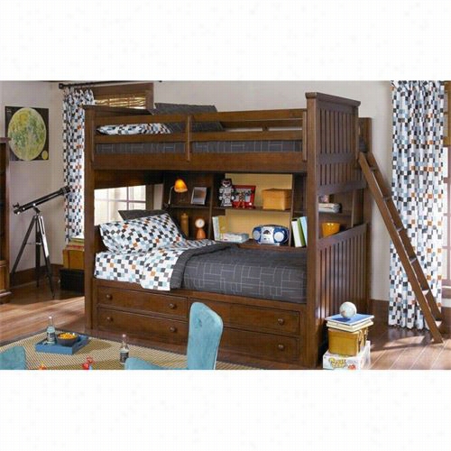Bequest Classic Furniture 2960-8508k Dawsons Irdge Full Over Tw In Bedside Storage Bunk Bed In Heirloom Cherey