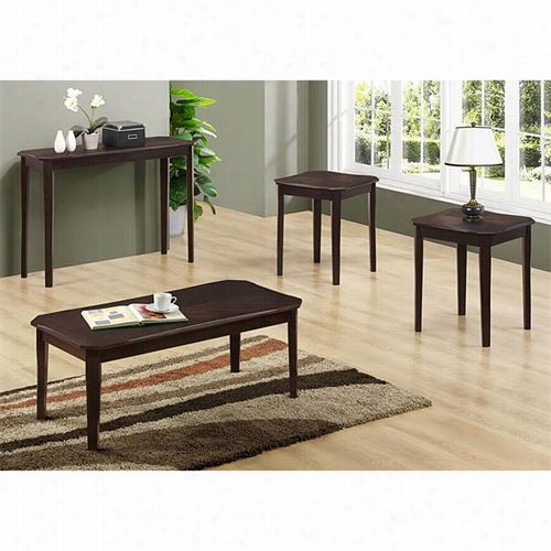 Monarch Specialties I1694p 3 Pieces  Veneer Table Set In Cappuccino Cherry