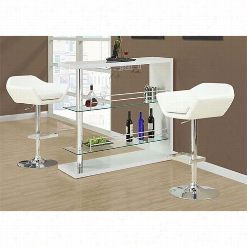 Monarch Specialties I23082  Pieces Metal Hydraulic Lift Barstool In White/chrome