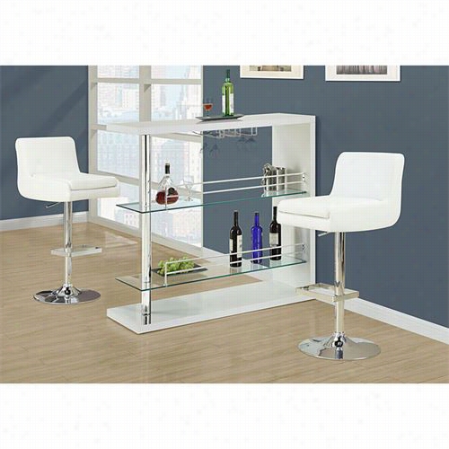 Monarch Specialties I2317 2 Pieces Etmal Hydraulic Lift Barstool In White/chrome