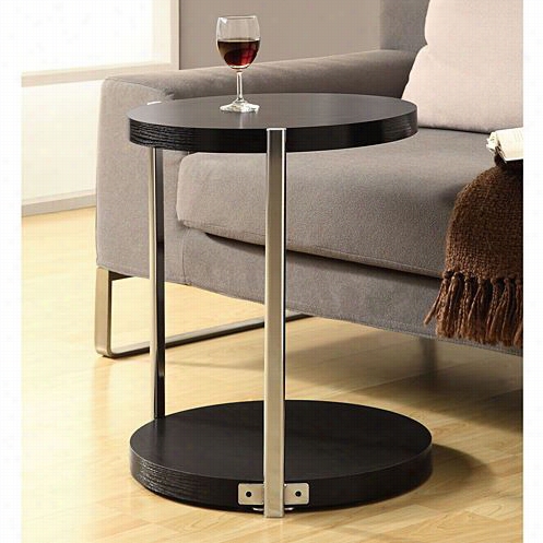 Monarch Specialties I3005 Metal Accent Table In Cappuccino/chrome