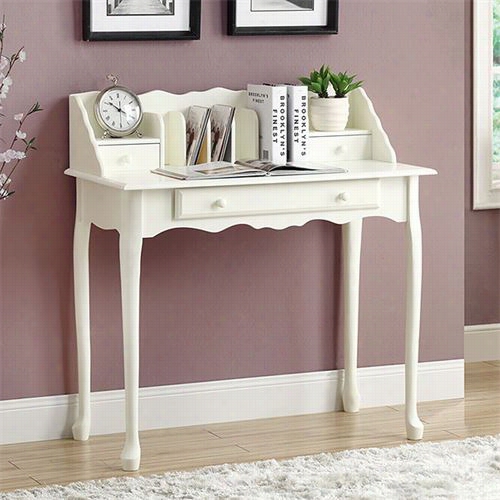 Monarch Specialties I3103 Traditional 36""l Secretary Desk In Antique White