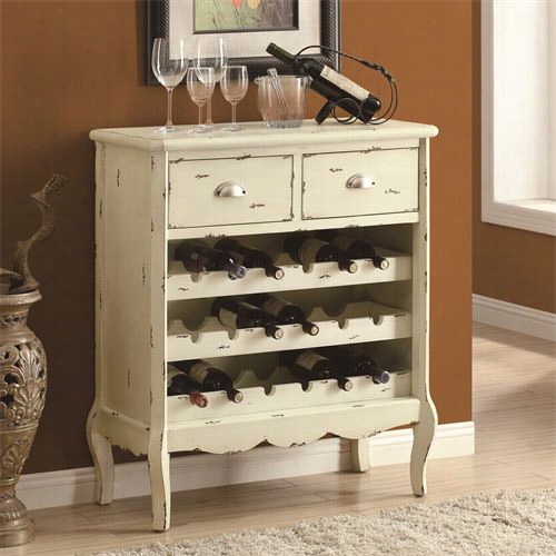 Monarch Specialties I3883 37&quro;"h Orally Transmitted  Wine Chest In Antique White