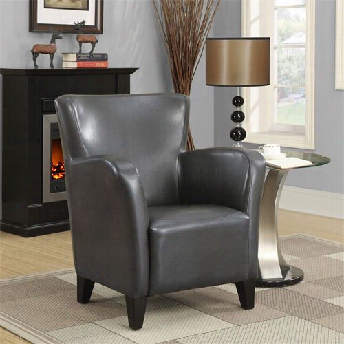 Monarch Specialties I8077 Charcoal Grrey Leather Look Club Chair