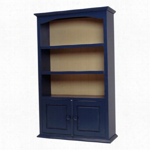 Newport Cottages Npc8460-db-md-knb01 Taylor Cottage 2 Door Bookcase In Deep Blue With Mustard Shelf Back