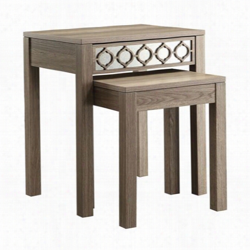 Office Star Hln19-gk Helena Nseting Table In Greco Oak With Mirror Accent Panel