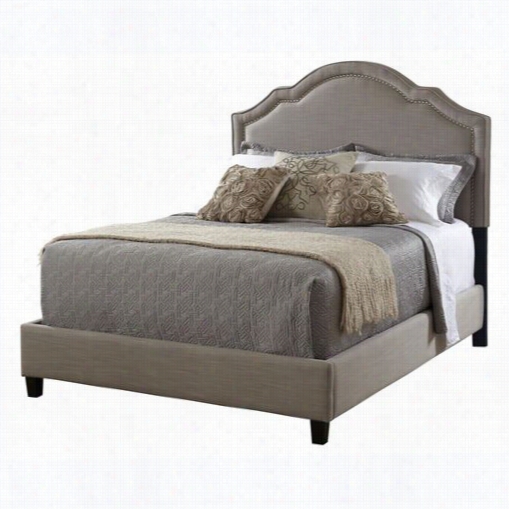 Pri Ds-2286-250-ds-2286-251 Shaped Nailhead Queen Platform Bed  In Taupe