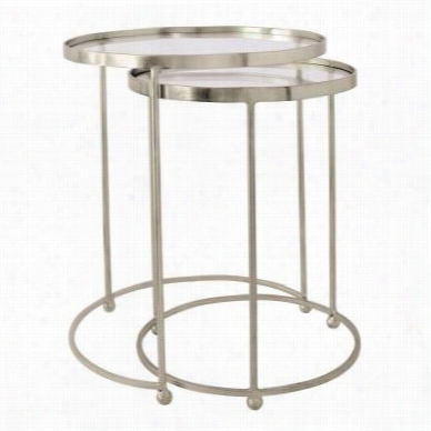 Ren-wi Ta039b Prague Accent Table In Antique Silver - Set Of 2