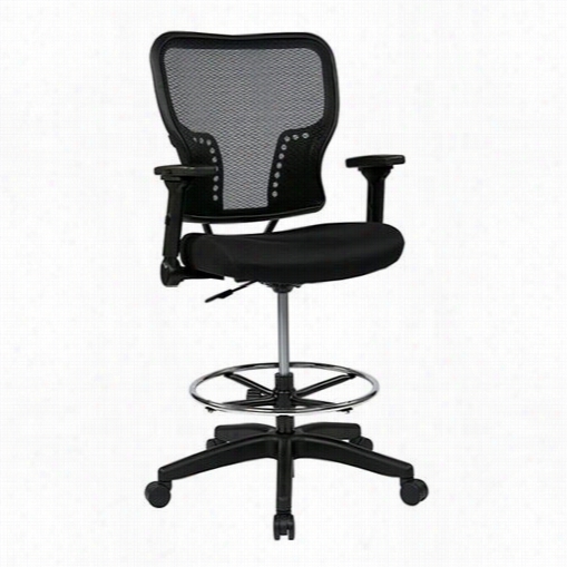Space Seating 213-37n2f3d Deluxe Air Grid B Ack And Padded Mehs Seat Chair With 4-wy Adjustable Flip Arms