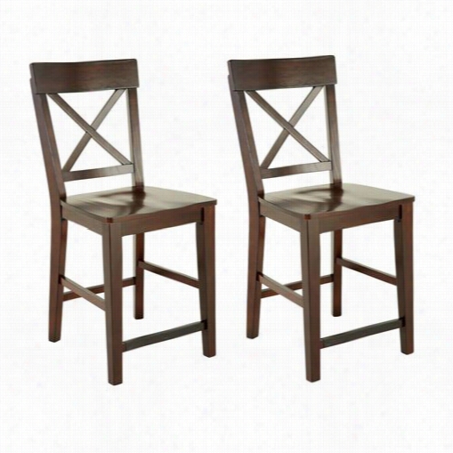 Steve Silver Gb650cc Gibson X Back Counter Chair In Burnished Dark Merlot Cherry - Set Of 2