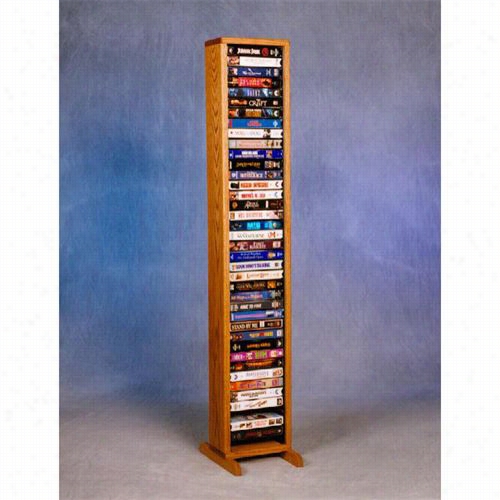 The Wood Hsed  108-4vhs Solid Oak Tower For Vhs Tapes (peculiar To One Alone Locking Slots)