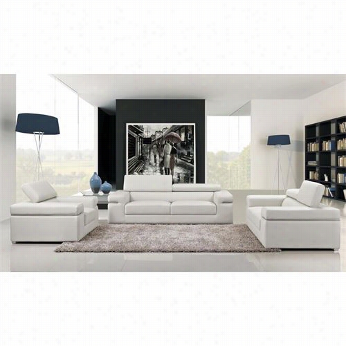 Vig Furniture Vgev-sp-8020-wht Divani Caasa Atlantis Modern Bonded Leather Sofa Set In White