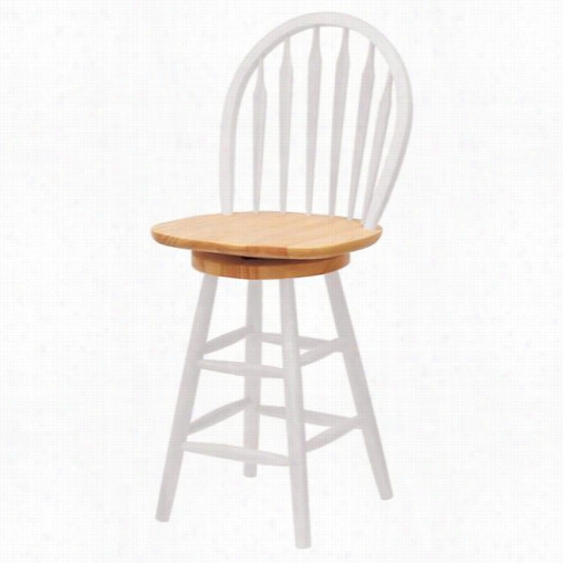 Winsome 53624 24"" Windsor Swivel Bar Stool In Natural And White