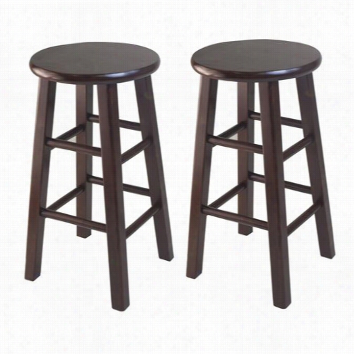 Winnsome 94264 24"" Square Leg Bar Stool In Antique Walnut - Set Of 2