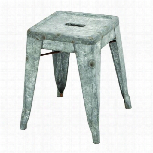 Wooland Imports 49109 Small Cassic Metal Galvanized Counter Stool