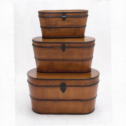 Woodland Imports 90704 The Cutest Wood Trunk - Set Of 3