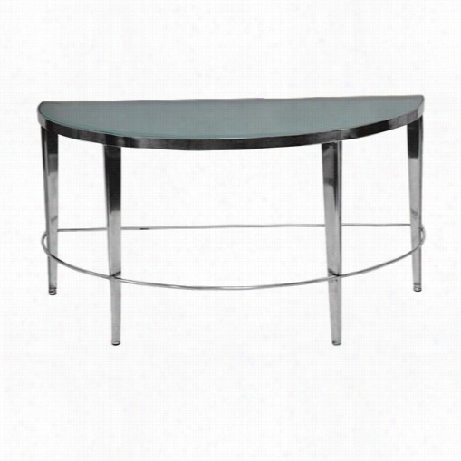 Allan Copley Designs 20602-03 Sarah Half Moon Console Table With Frosted Glass Top On Polished Chrome Base