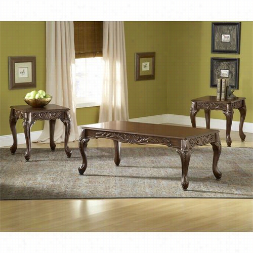 Bernards 8914 Cherry Carved Table - 3 Pack