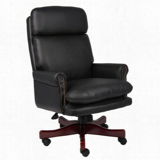 Boss Office Prroducts B850-bk Traditional Backk  Executive Chair In Black With Maahog Any Base