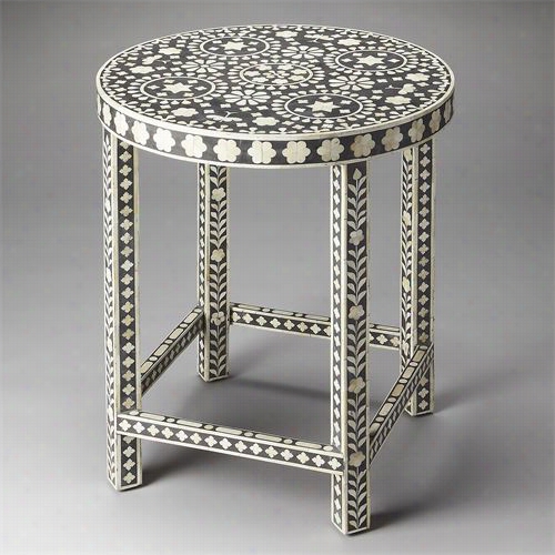 Butel R3448318 Bone Inlay Accent Table In  Black/white