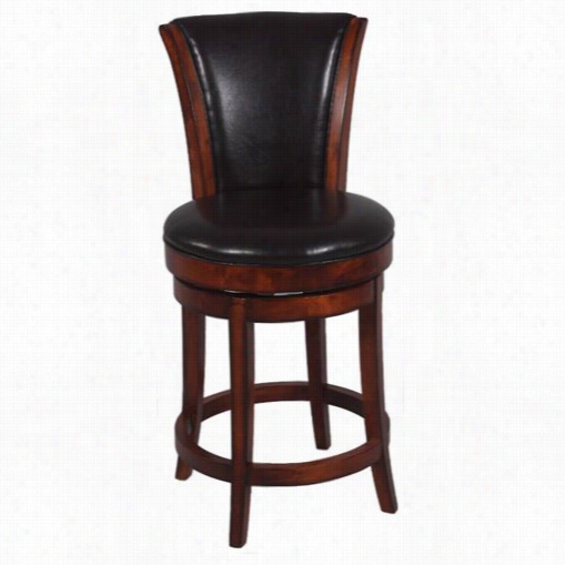 Chinta1y Imports 0239-cs 26"" Swive Solid Birch Counter Stool In  Wenge With Brown Bonded Leather Upholstery