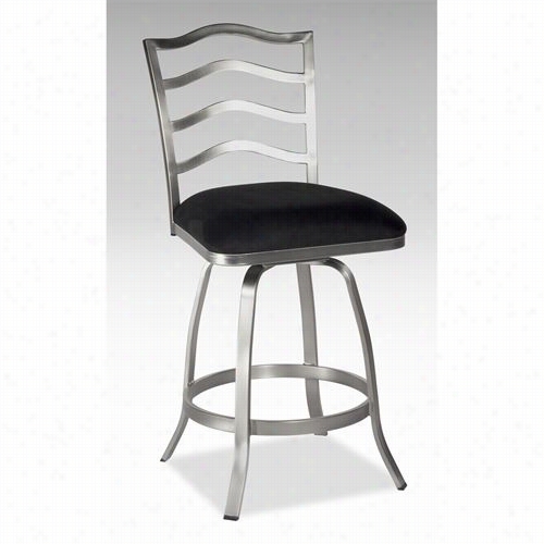 Chintaly Imports 0734-cs 26"" Memory Return Swivel Counter Stool In Nickel Plated  With Black Microfiber Upholstery