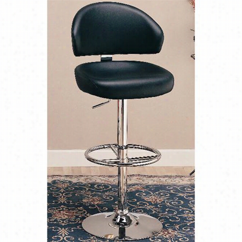 Coaster Furniture 120342 19-3/4"" Contemporary Upholsteredbar Stoo Lin Chrome With Black Fabric