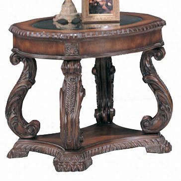 Coaster Furniture 3891 Doyle Traditional  Oval End Table Ni Brown With Glass Inlay Top