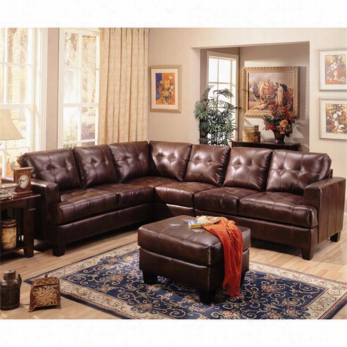 Coaster Furniture 500911 Sa Muel Contemporary 3 Pieces Leather Sectional Sofa In Dark Brown