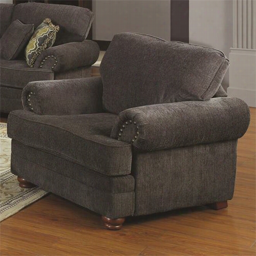 Coaster Furniture 504403 Colton Traditional Styled Li Ving Room Chair In Smokey Grey With Comfortable Cuhions