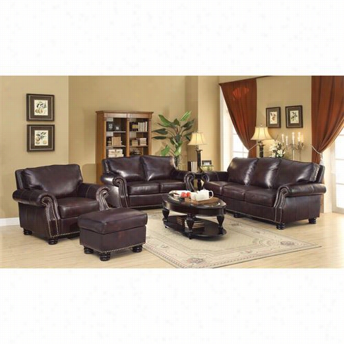 Coaster Furniture 054701 Briscoe Leather Sofa In Tobacco