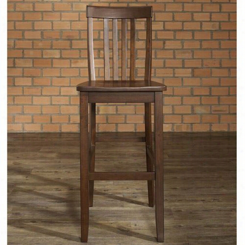 Crosley Furniture Cf500340-ma School House Set Of 2  Bar Stools In Mahogany Finish With 30 Inch Seat Hight