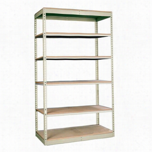 Hallowell Srs482484-6ap Rivetwell 4&8quot;"w X 24& Quot;"d X 84"&quoot;h 6 Levels Add-on Unit Single Rivet Boltless Shelving In Parchment - De Cking Not Includ D