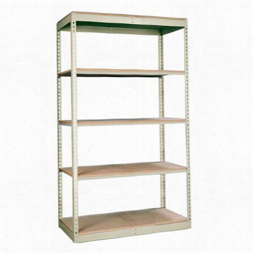 Hallooweell Srs48 3088 4-5sp Rivetwell 48""w X 30""d X 84&q Uot;"h 5 Levels Tsarter Unit Singl E Rive T Boltless Shelving In  Parchment - Decking Not Included