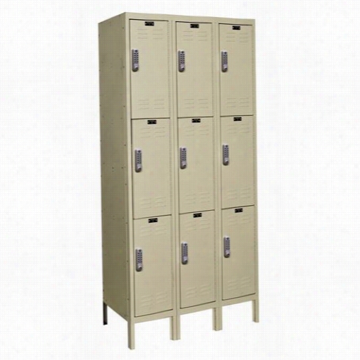 Hallowell Uel3258-3pt 36""w X 15""d X 78""h Triple Tier 3-wide Knock-down Digitech Electronic Locker In Parchment