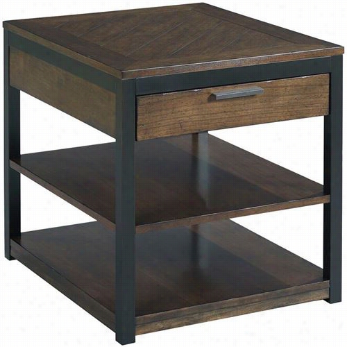 Hammary 529-915 Franklin Rectangular Drawer End Table In Warm Chery/dark Bronz - Kd