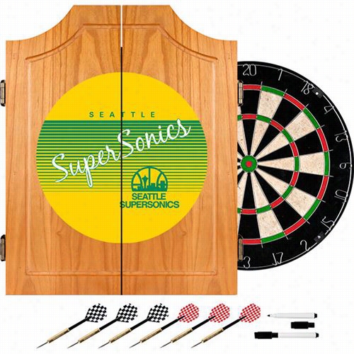 Hardwood Classics Nba Nba7000hc-sss Seattlesuper Sonics Wood Dart Cabinet