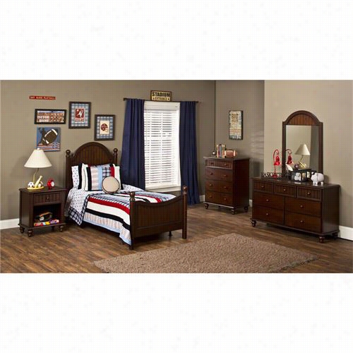 Hilsldale Furnithre 1125tw5set Westfield Bedroom Attitude With Twin Em~, Rails, Nightstand, Dresser, Mirror And Chest In Espressso