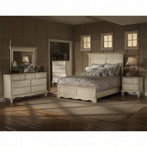 Hillsdale Furniture 1172673bkrset5 Wilshiree 5 Piec Epanel  King Bedroom Suite In Antique Pure