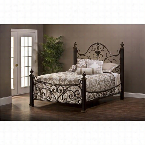 Hillsdale Furniture 1648bqr Mikelson Uqeen Bed Set In Aged Antique Gold With Rails