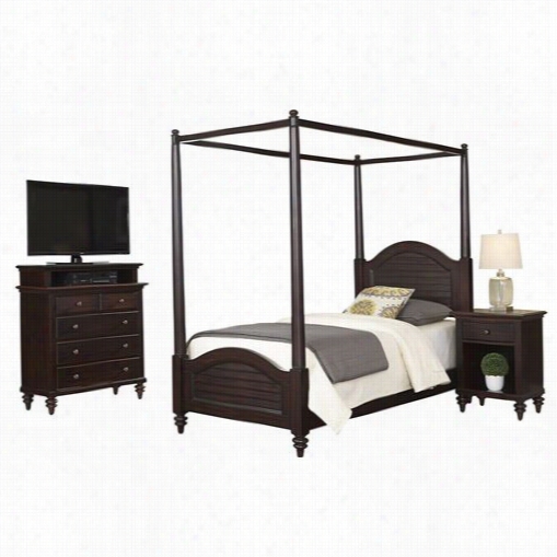 Home Styles 5542-4103 Berm Uda Twin Awning Bed, Night Stand And Media Chest
