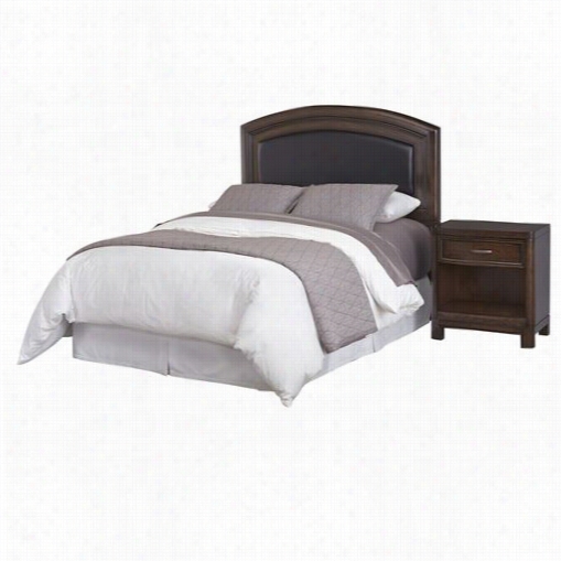 Home Styles 5549-6015a Crescent Hill Ki Ng Leather Upholstered Headboard And Night Stand  In Two-tone Tortoise Shell