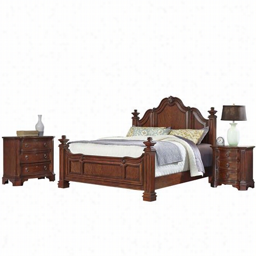 Home Styles 5575-5024 Santi Gao Quen Bed, Night Stand And Chest In Cognac