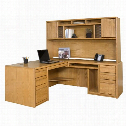 Martin Furniture 0684l-r-0068l-00880 Contemporary Left Hand Facing Keyboard Return, Desk And Deluxe Hutch