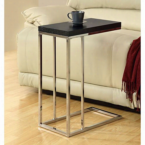 Monarch Specialties I3007 Hollow-core/chrome Mdtal Accent Table In Cappuccino